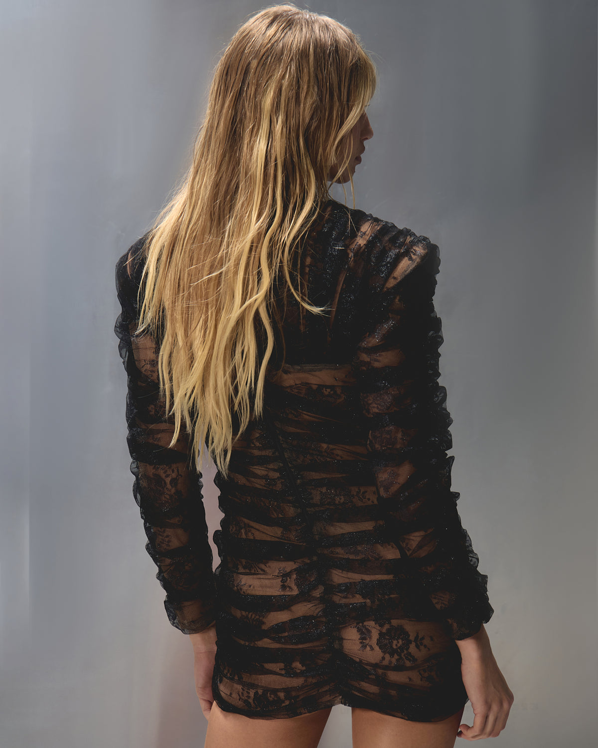 Riza Mini Dress in Metallic Noir