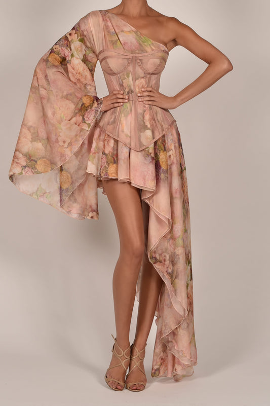 Evangeline Dress in Rose Silk