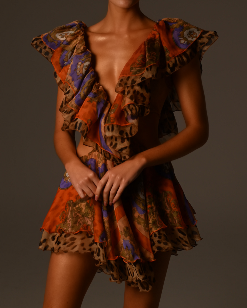 Sara Dress in Orange Baroque
