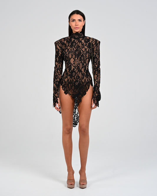 Gardinia Romper in Black Lace Ready To Ship