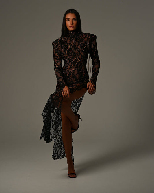 Gardinia Maxi Dress in Black Lace