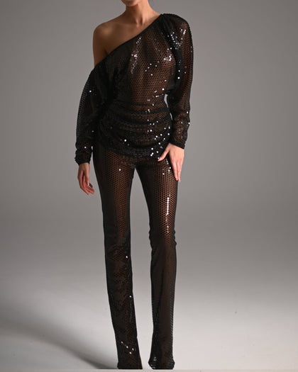 Pippa Top and Trousers in Black