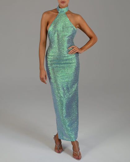 Silvia Maxi Dress in Ocean Shimmer