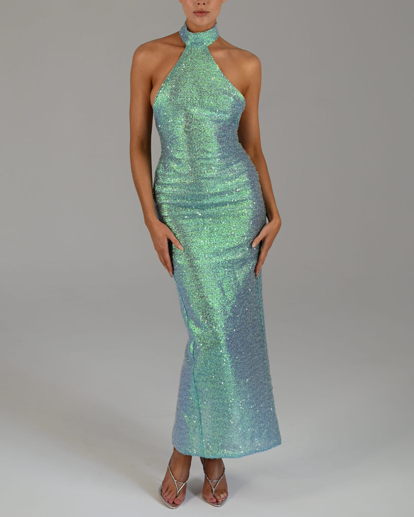 Silvia Maxi Dress in Ocean Shimmer
