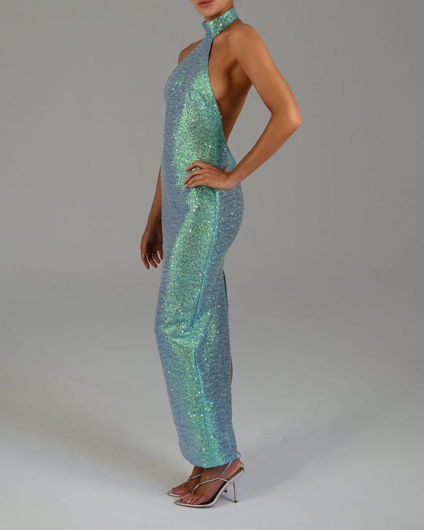 Silvia Maxi Dress in Ocean Shimmer
