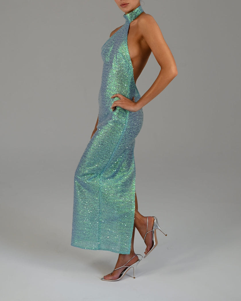 Silvia Maxi Dress in Ocean Shimmer