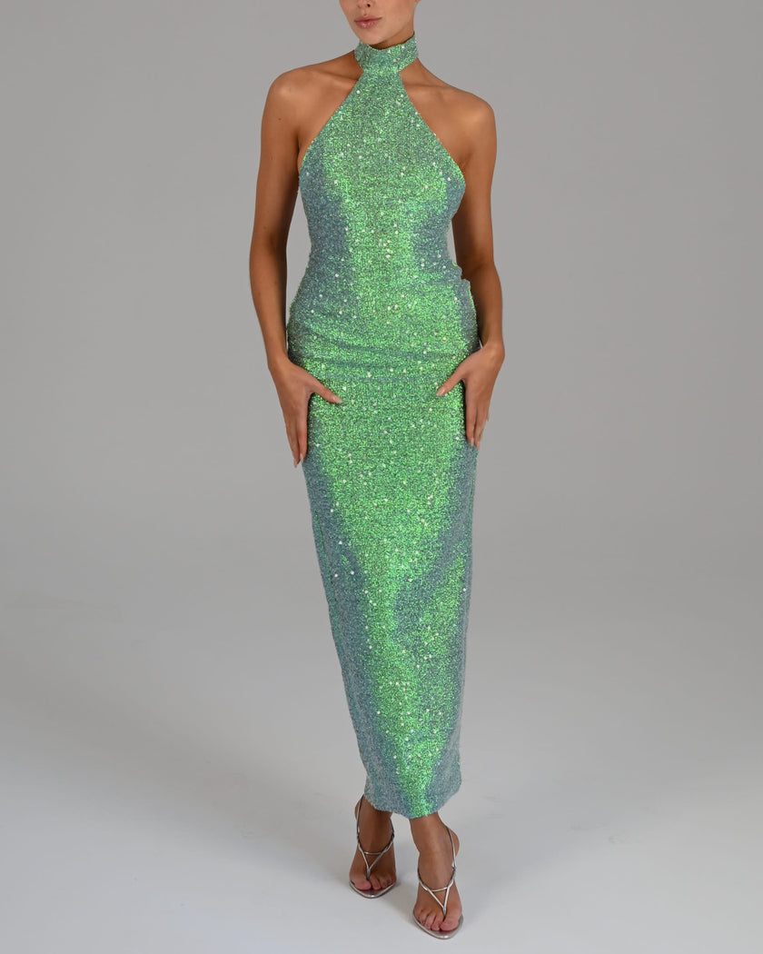 Silvia Maxi Dress in Sea Shimmer