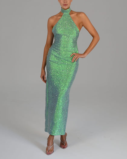 Silvia Maxi Dress in Sea Shimmer