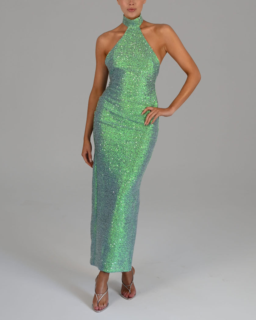 Silvia Maxi Dress in Sea Shimmer