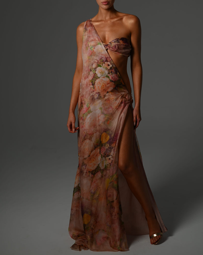 Anthia Maxi Dress in Rose Silk The Dolls House Fashion
