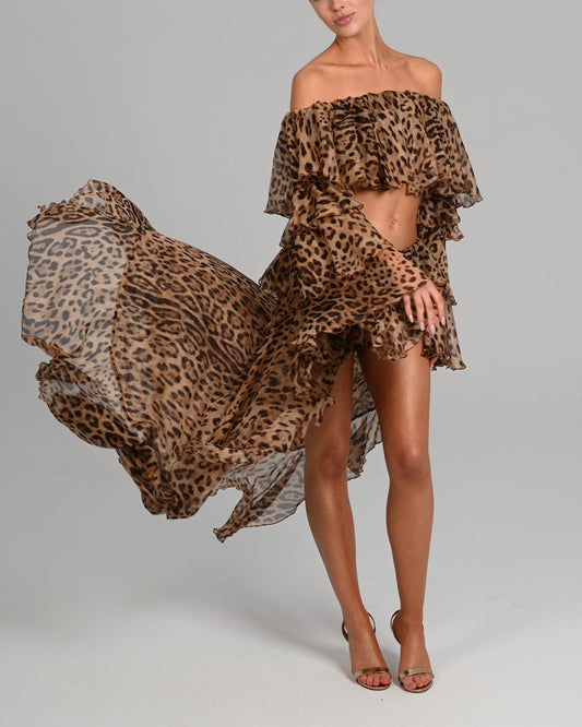 Rebecca Skirt in Leopard Silk