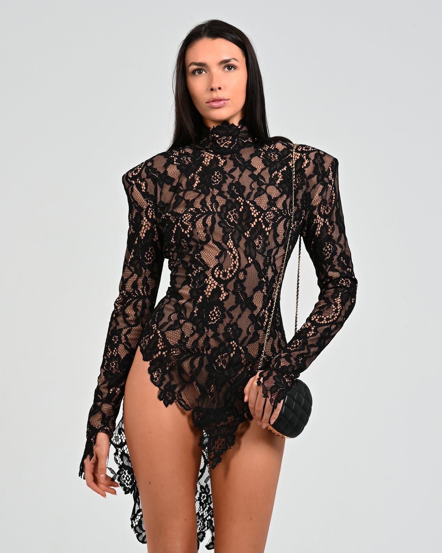 Gardinia Romper in Black Lace Ready To Ship