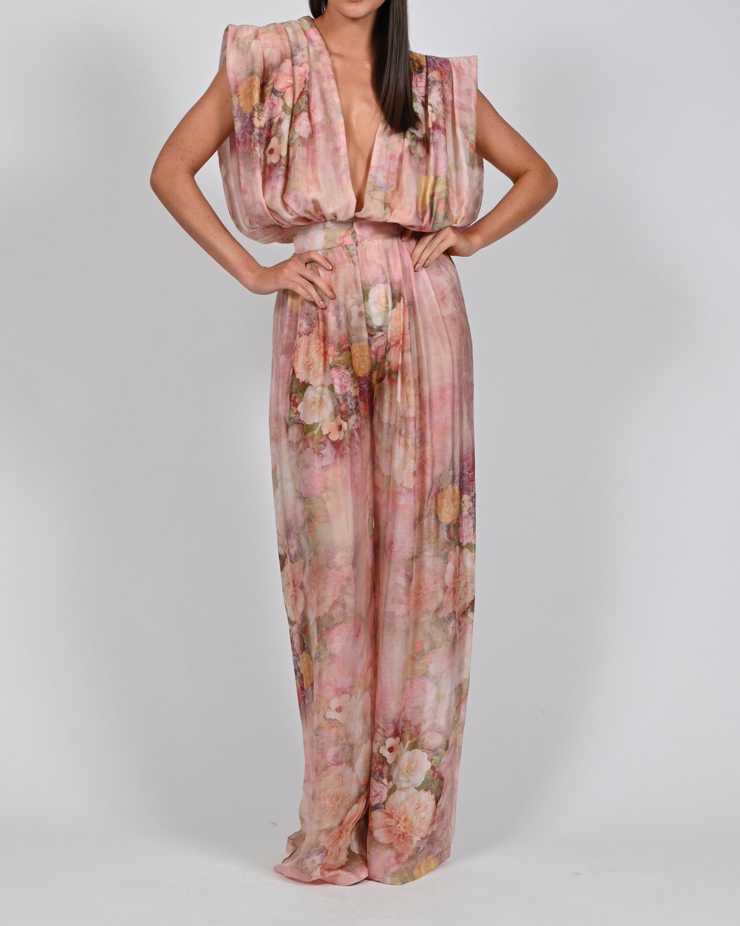 Yasmin Jumpsuit in Rose Silk (Ready To Ship)
