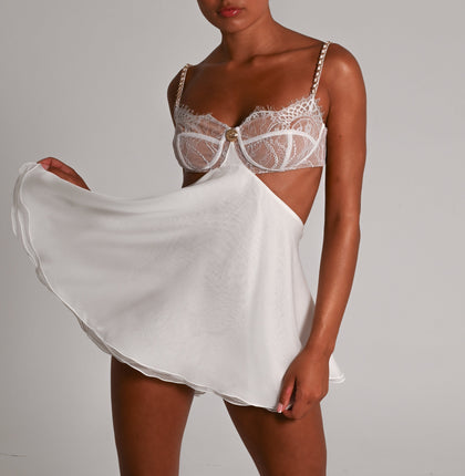 Frenchie Mini Dress in White