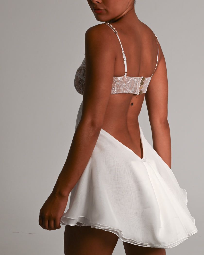 Frenchie Mini Dress in White