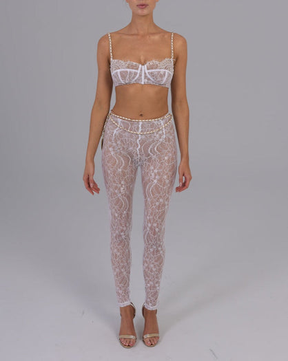 Francesca Leggings in White with Bespoke Lining