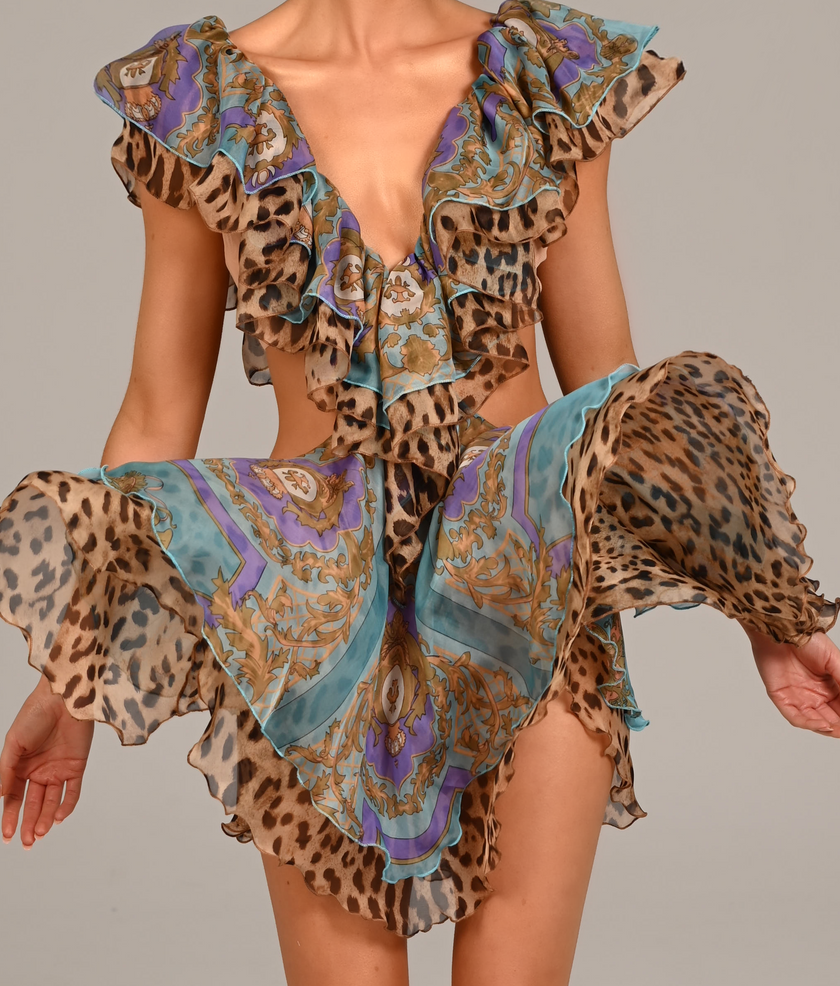 Sara Dress in Turquoise Baroque