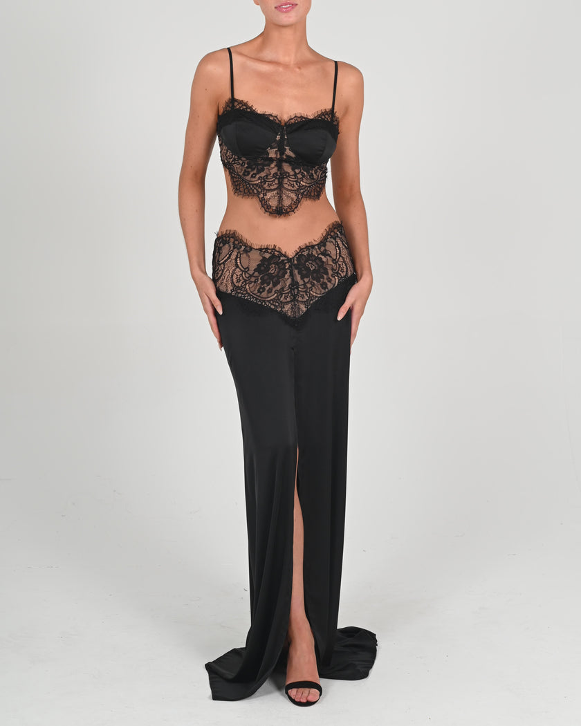 Margot Top in Black with Bespoke Lining