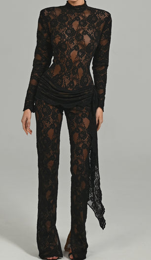 Flora Jumpsuit in Black Lace