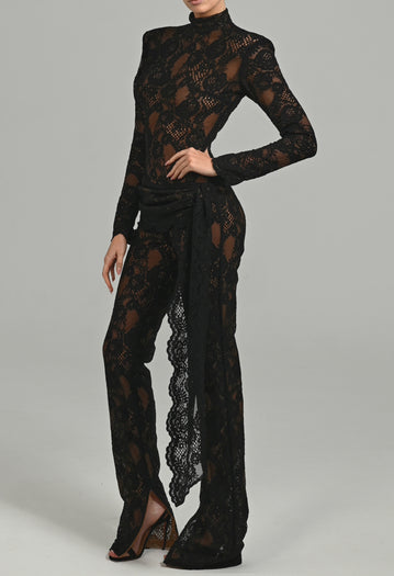 Flora Jumpsuit in Black Lace