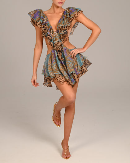 Sara Dress in Turquoise Baroque