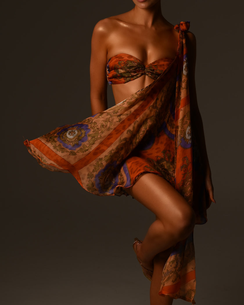 Anthia Dress in Orange Baroque