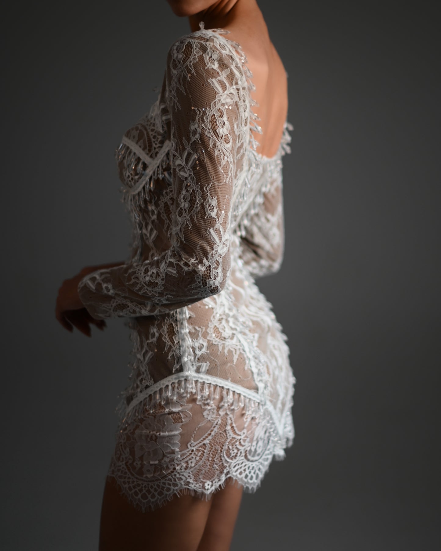Cici Beaded Dress in White Ready To Ship