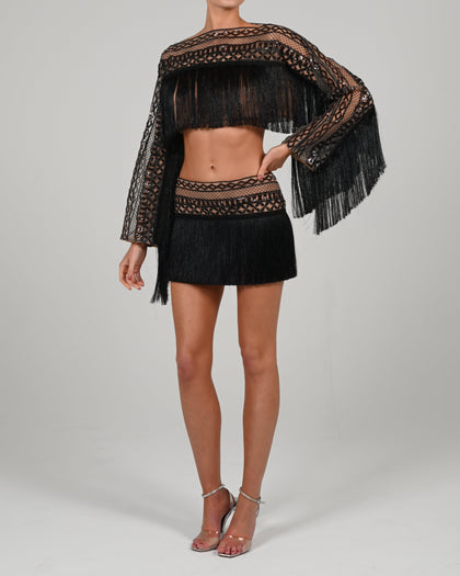 Raya Long Sleeve Top in Black