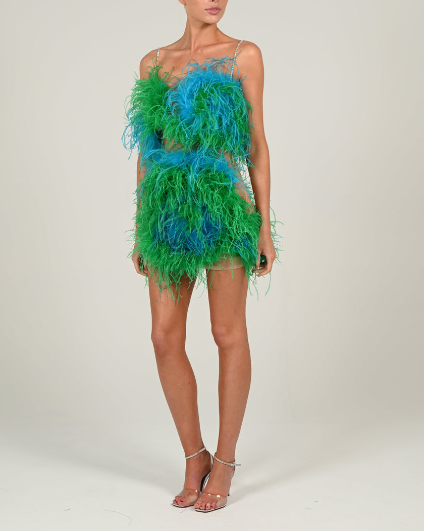 Attia Mini Skirt in Emerald and Sapphire