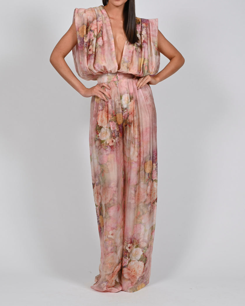 Yasmin Jumpsuit in Rose Silk