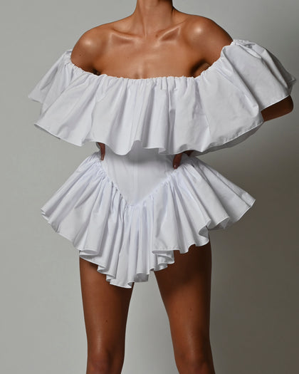 Vita Playsuit in White Poplin