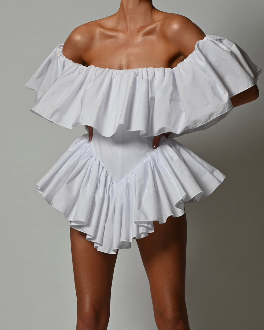 Vita Playsuit in White Poplin