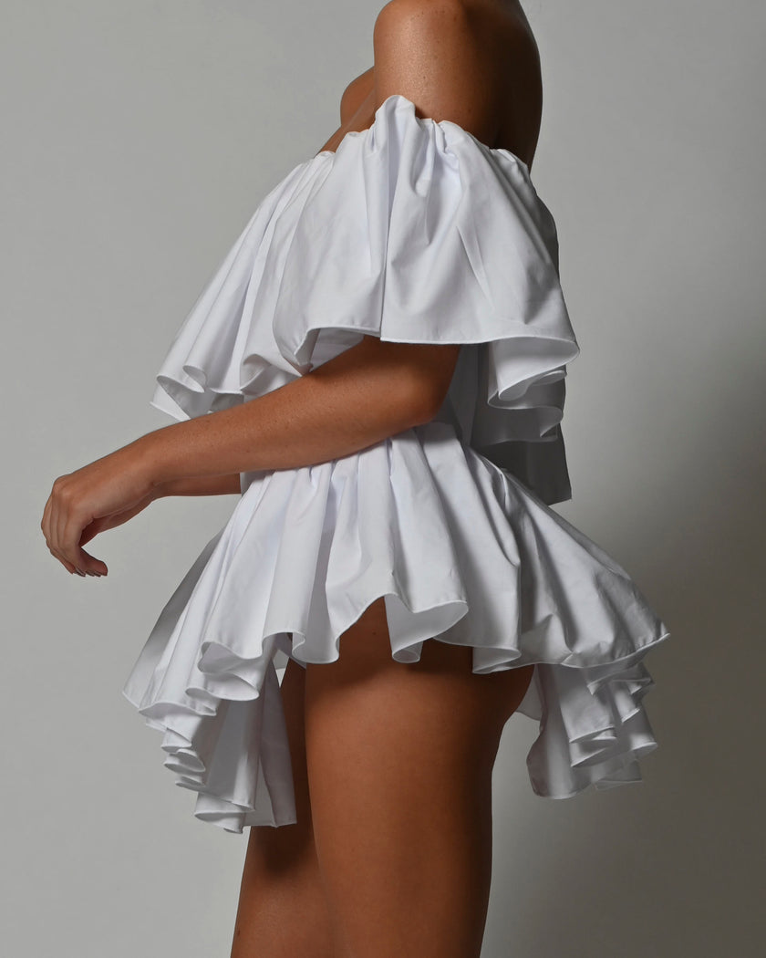 Vita Playsuit in White Poplin