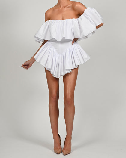 Vita Playsuit in White Poplin