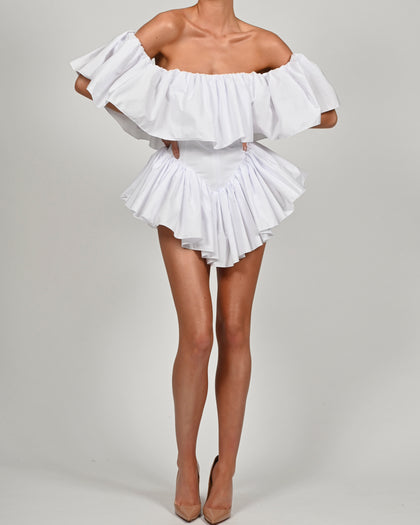 Vita Playsuit in White Poplin