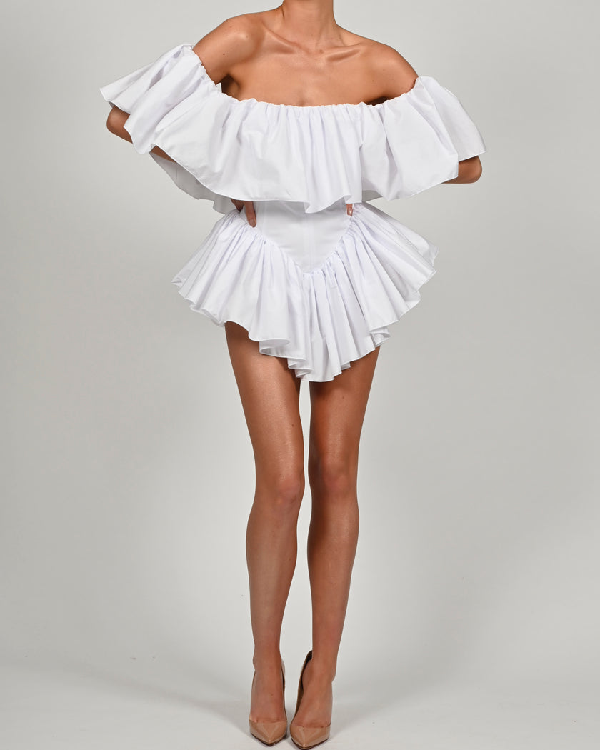 Vita Playsuit in White Poplin