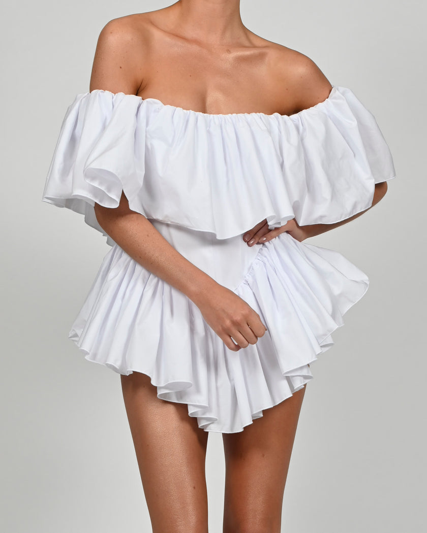 Vita Playsuit in White Poplin
