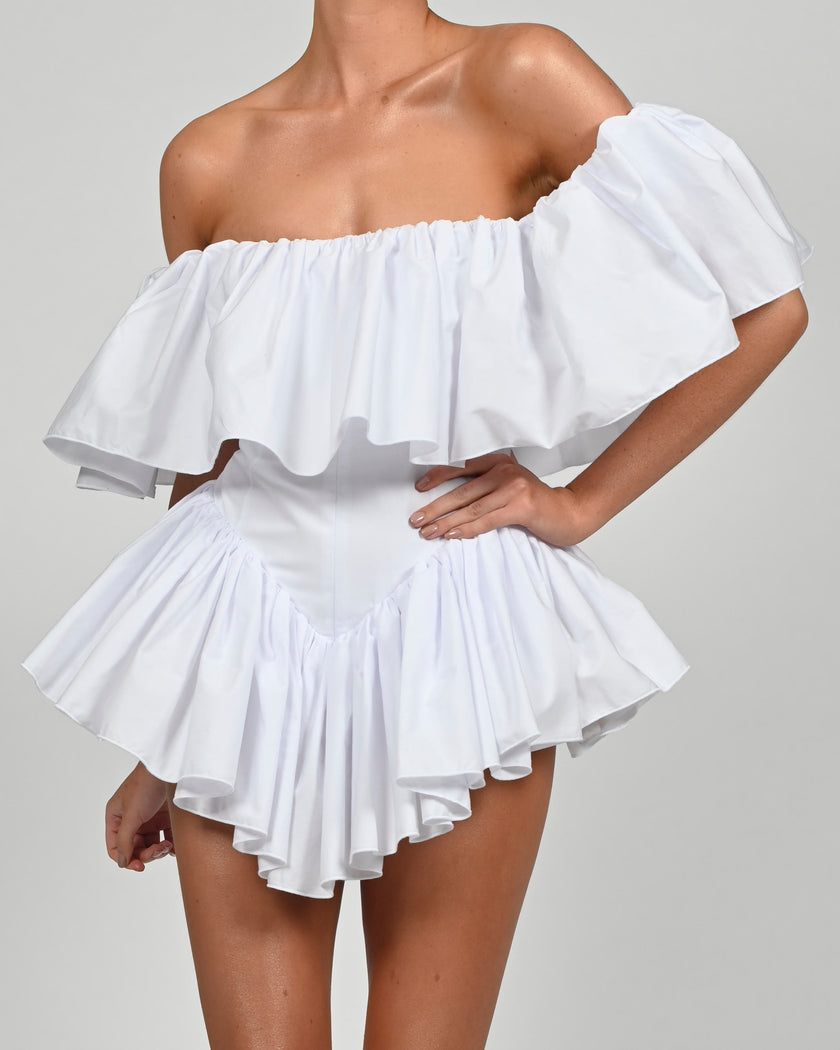 Vita Playsuit in White Poplin