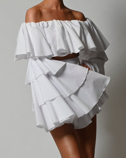 Madonna Shorts in White Poplin