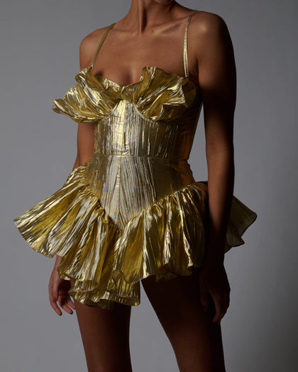 Dolce Playsuit in Gold Crinkle
