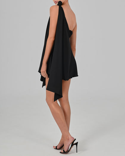 Anthia Dress in Black Satin