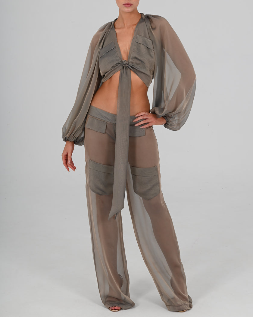 Alex Wrap Top in Diesel
