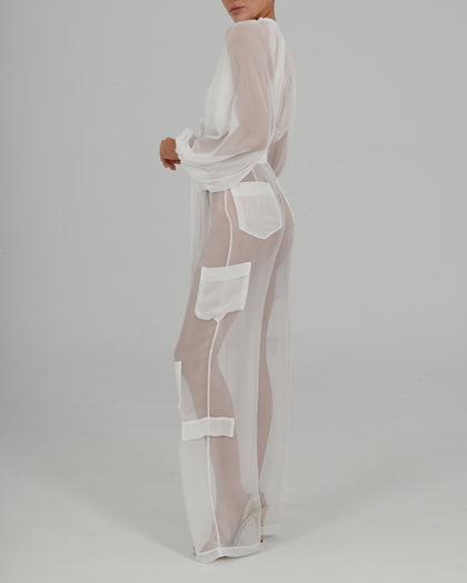 Alex High Waist Trousers in Ivory
