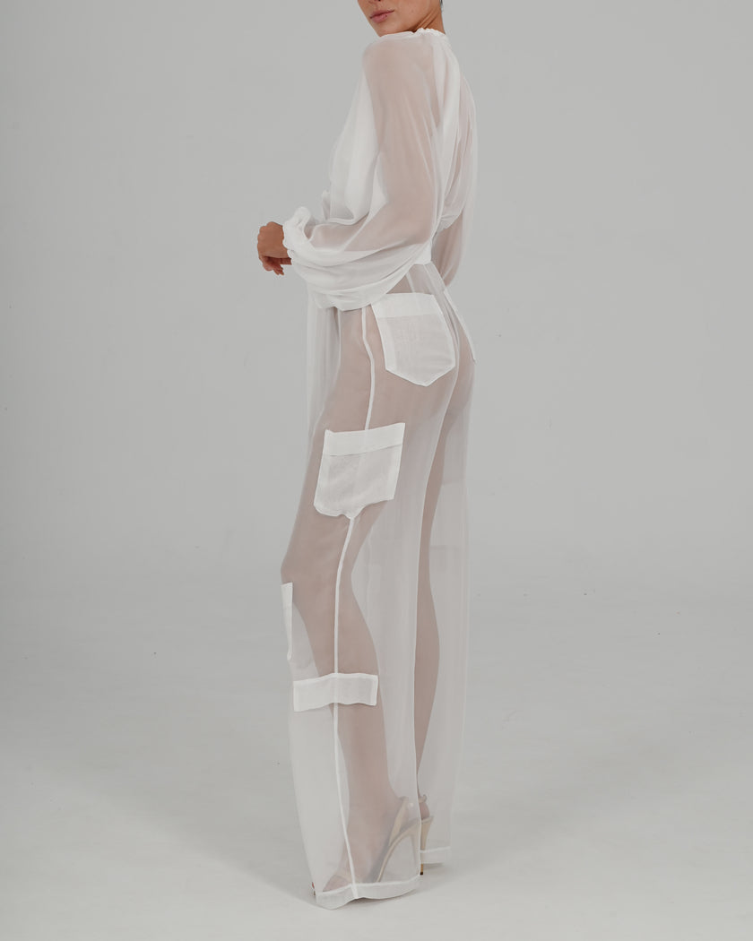 Alex High Waist Trousers in Ivory