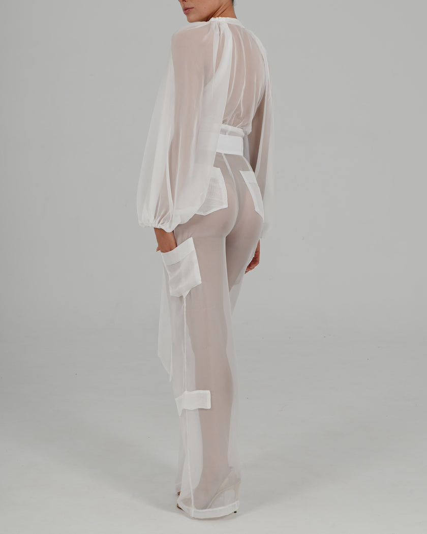 Alex High Waist Trousers in Ivory