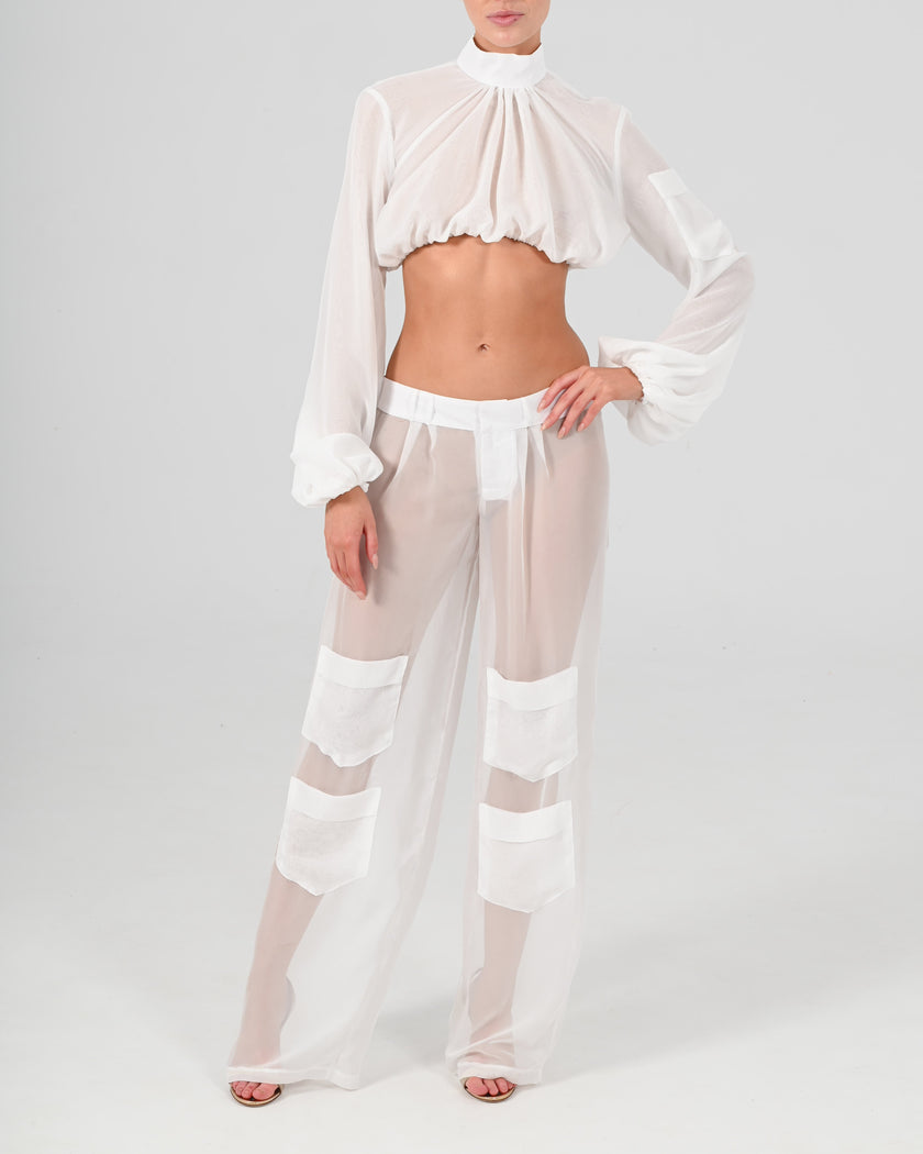 Alex Low Waist Trousers in Ivory