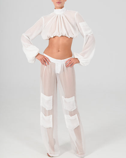 Alex Low Waist Trousers in Ivory