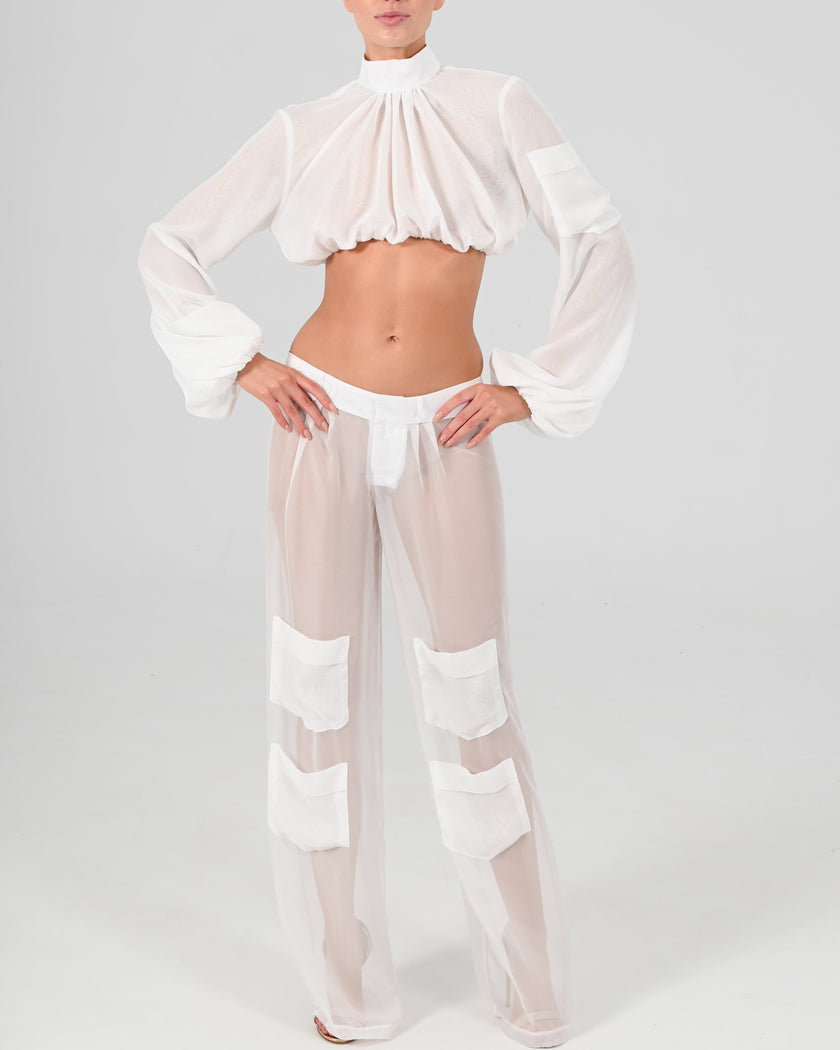 Alex Low Waist Trousers in Ivory