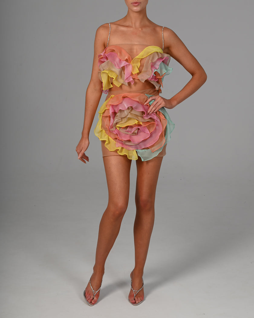 Attia Top and Skirt in Pastel Chiffon