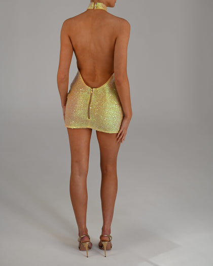Silvia Mini Dress in Sun Shimmer